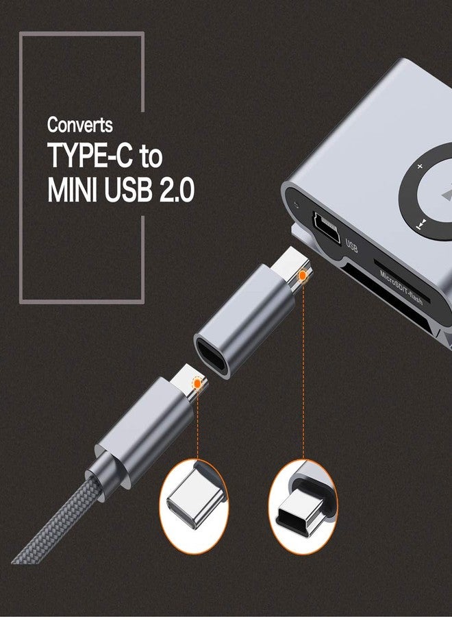 JXMOX USB C to Mini USB 2.0 Adapter, (2-Pack)Type C Female to Mini USB 2.0 Male Convert Connector Support Charge & Data Sync Compatible GoPro Hero 3+, MP3 Players, Dash Cam, Digital Camera, GPS Receiver etc - Image 3